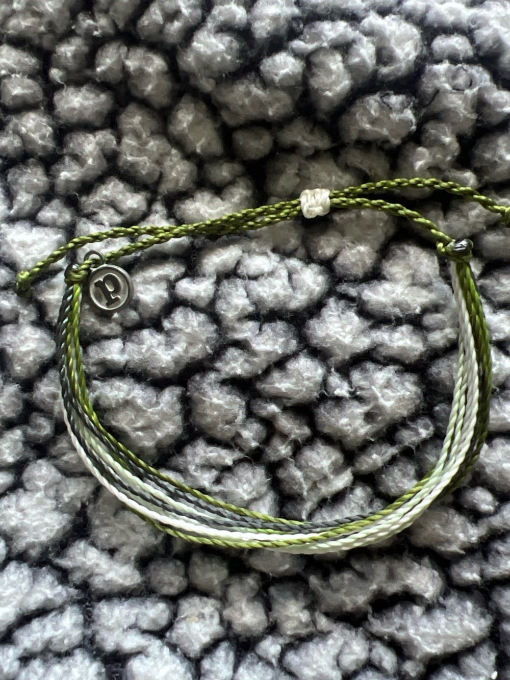 Pura Vida Olive & Light Green Multi-String Bracelet with Silver Charm